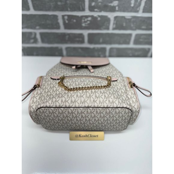 Michael Kors MK Jet Set Item Medium Chain Backpack -Powder Blush Multi - Picture 12 of 12